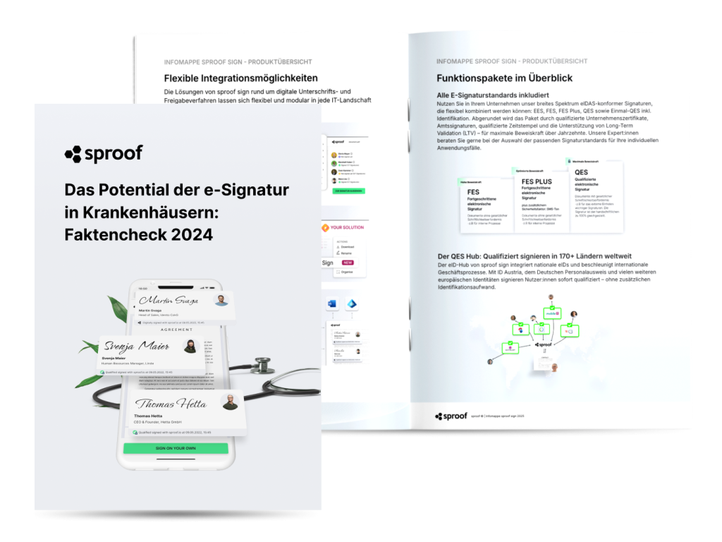 Mockup Whitepaper e-Signatur für die Krankenhäuser - sproof